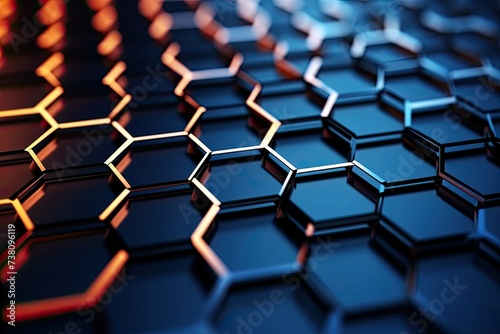 Abstract honeycomb background 3D structure close-up, graphene hexagonal atomic arrangement for use in technology