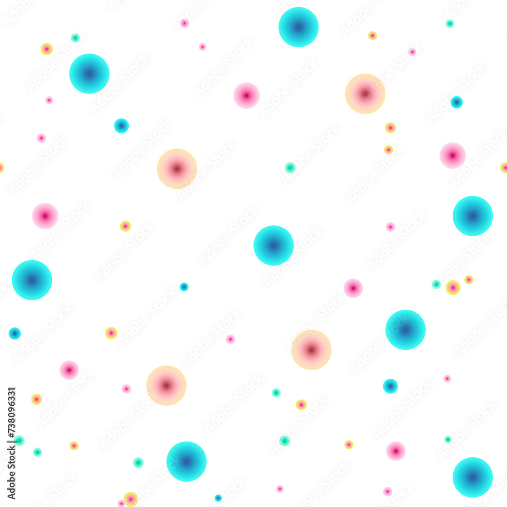 Pattern with colorful dots on a white background