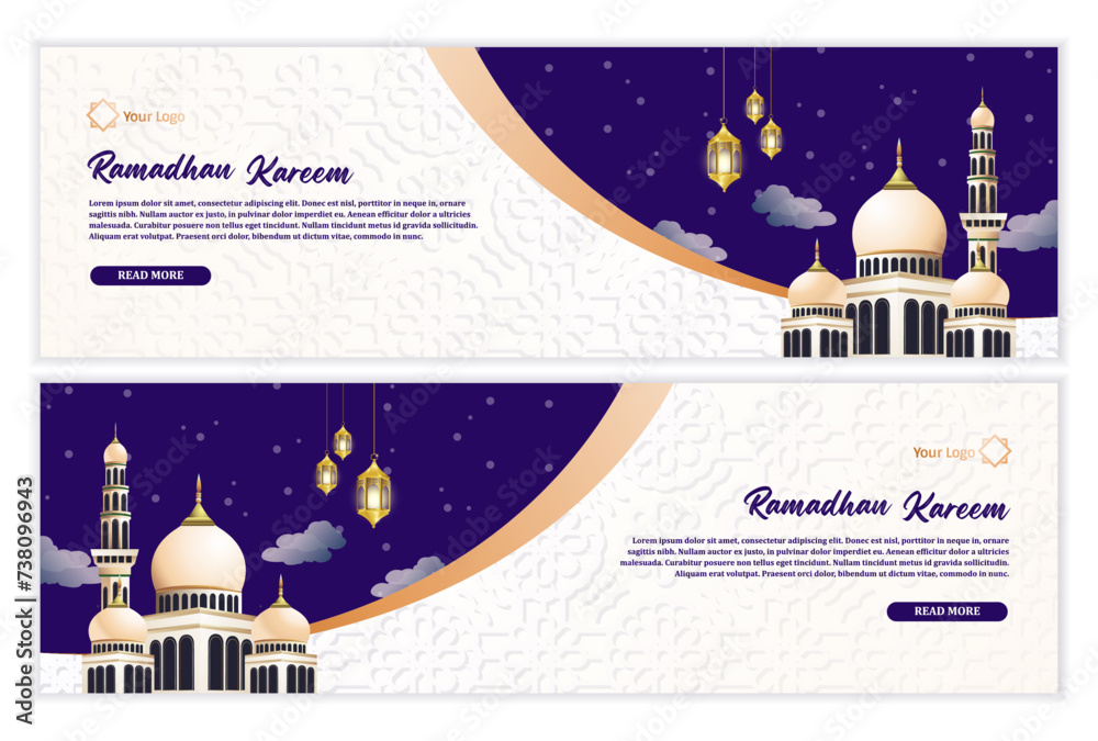 set of banner designs to celebrate the Ramadan holiday, banners for web needs, events