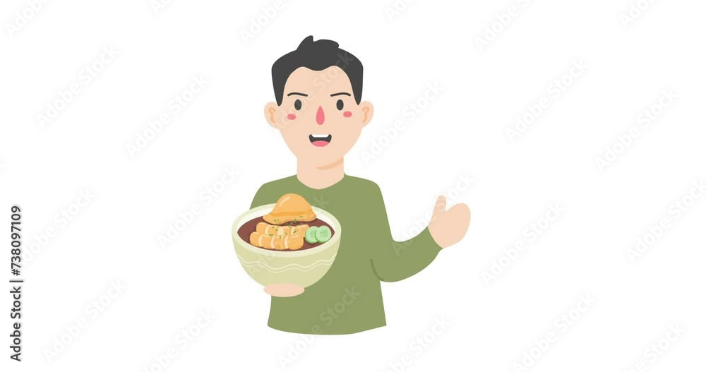 Palembang style traditional food named pempek kapal selam animation Palembang style traditional food named pempek kapal selam animation