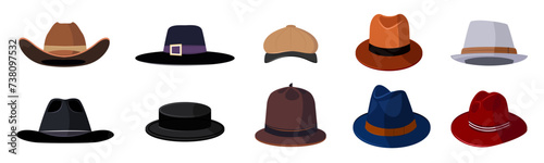 Man hats icon set image