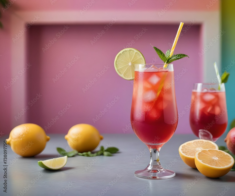 refreshing summer colorful cocktail drink advertisement menu banner, created using AI generative technology refreshing summer colorful cocktail drink advertisement menu banner, created using AI generative technology