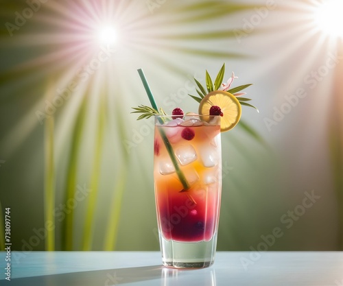 refreshing summer colorful cocktail drink advertisement menu banner, created using AI generative technology