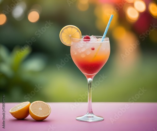 refreshing summer colorful cocktail drink advertisement menu banner, created using AI generative technology