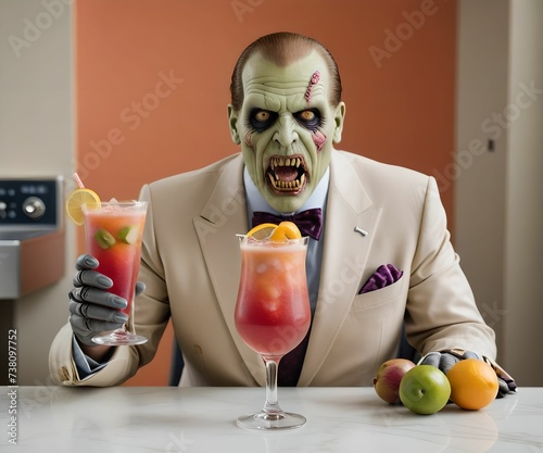 refreshing summer colorful cocktail drink advertisement menu banner, created using AI generative technology