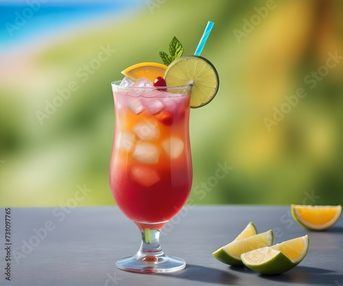 refreshing summer colorful cocktail drink advertisement menu banner, created using AI generative technology