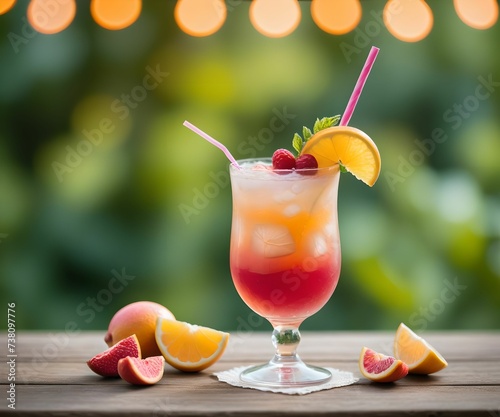 refreshing summer colorful cocktail drink advertisement menu banner, created using AI generative technology