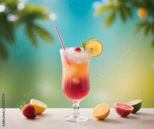 refreshing summer colorful cocktail drink advertisement menu banner, created using AI generative technology