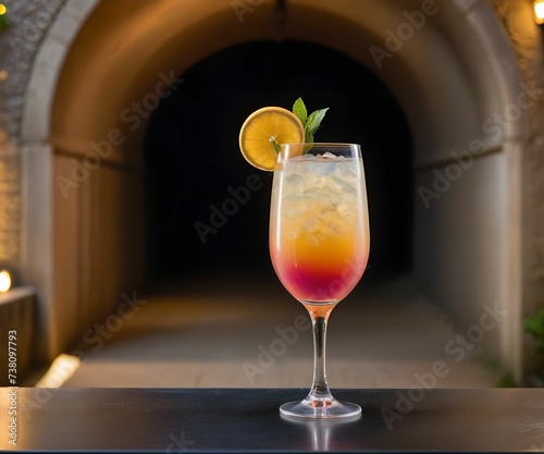 refreshing summer colorful cocktail drink advertisement menu banner, created using AI generative technology