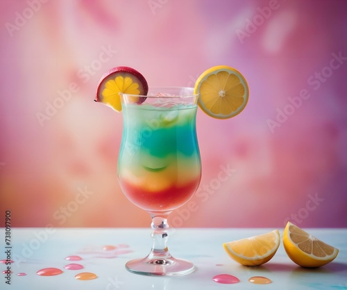 refreshing summer colorful cocktail drink advertisement menu banner, created using AI generative technology