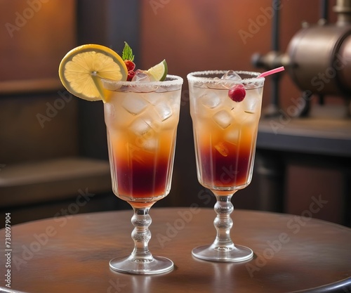 refreshing summer colorful cocktail drink advertisement menu banner, created using AI generative technology