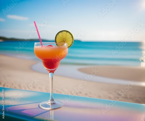 refreshing summer colorful cocktail drink advertisement menu banner, created using AI generative technology
