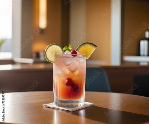 refreshing summer colorful cocktail drink advertisement menu banner, created using AI generative technology