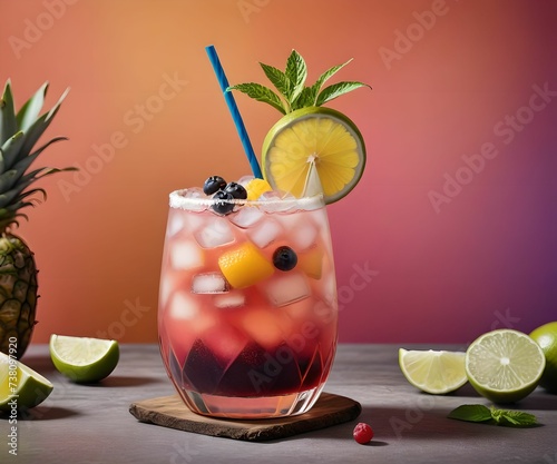 refreshing summer colorful cocktail drink advertisement menu banner, created using AI generative technology