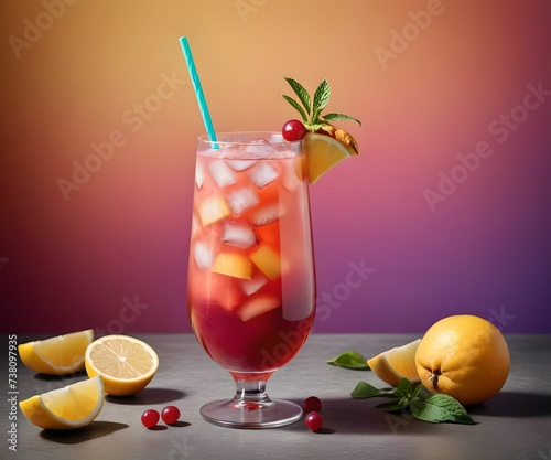 refreshing summer colorful cocktail drink advertisement menu banner, created using AI generative technology