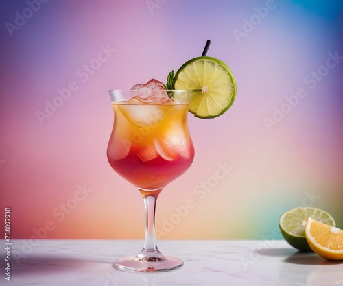 refreshing summer colorful cocktail drink advertisement menu banner, created using AI generative technology