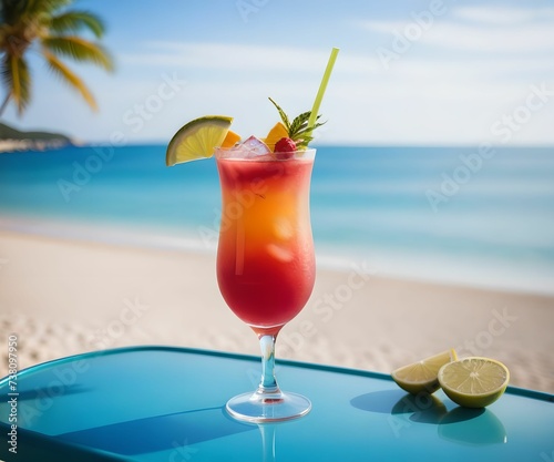 refreshing summer colorful cocktail drink advertisement menu banner, created using AI generative technology