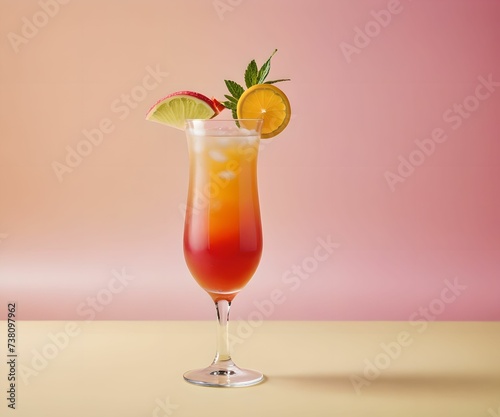 refreshing summer colorful cocktail drink advertisement menu banner, created using AI generative technology