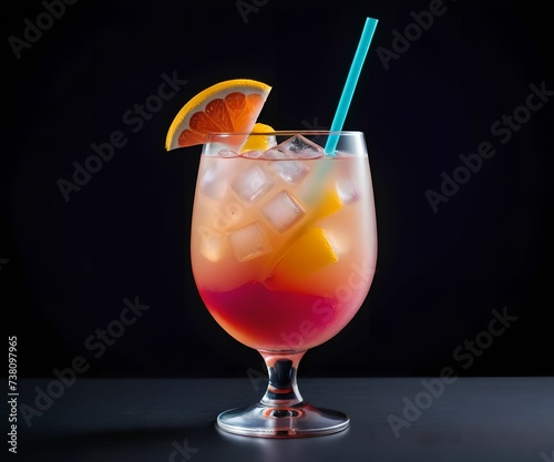 refreshing summer colorful cocktail drink advertisement menu banner, created using AI generative technology