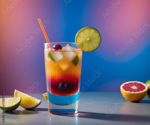 refreshing summer colorful cocktail drink advertisement menu banner, created using AI generative technology