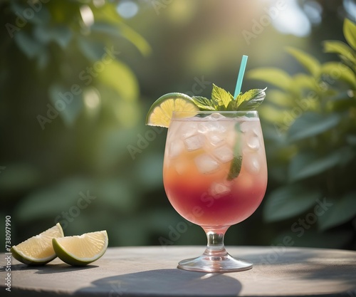 refreshing summer colorful cocktail drink advertisement menu banner, created using AI generative technology