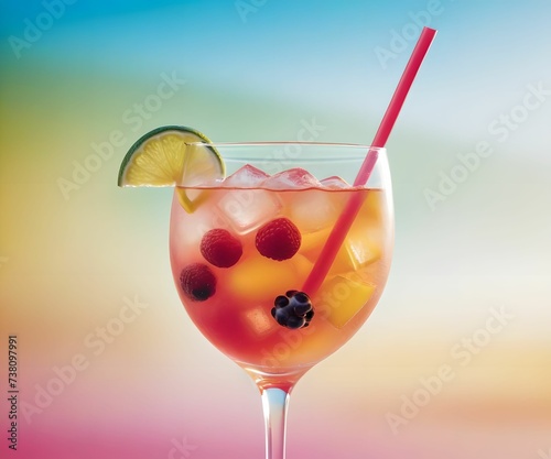 refreshing summer colorful cocktail drink advertisement menu banner, created using AI generative technology