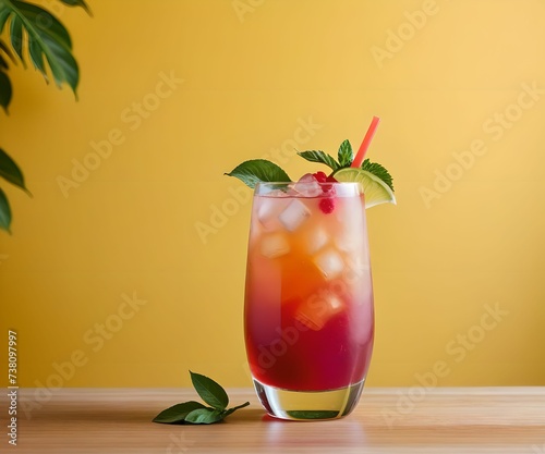 refreshing summer colorful cocktail drink advertisement menu banner, created using AI generative technology
