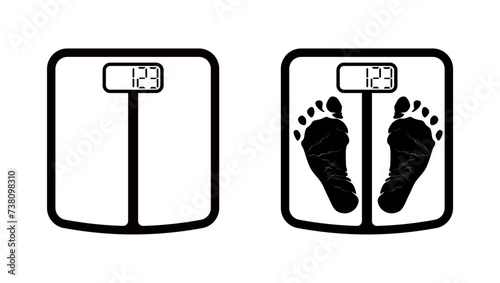 Bathroom scale emblem, black isolated silhouette