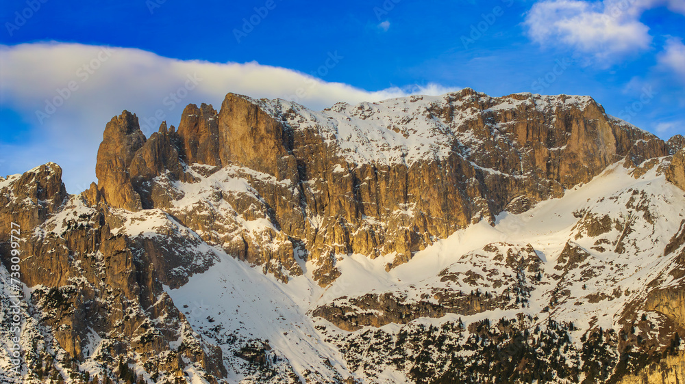 Sunrise Over Dolomites Mountains - obrazy, fototapety, plakaty 