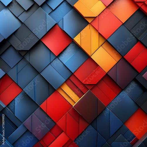 Abstract Geometric Background with Vibrant Red and Blue Tiles