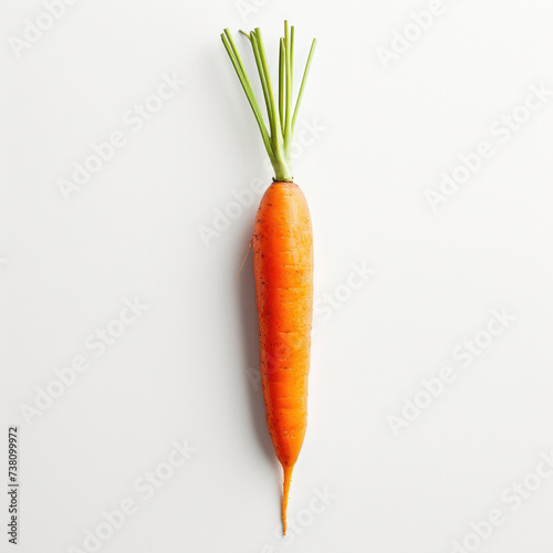 Microstock e-commerce photography, crisp image of single carrot on pure white background, Close-up shooting, emphasizing color and style