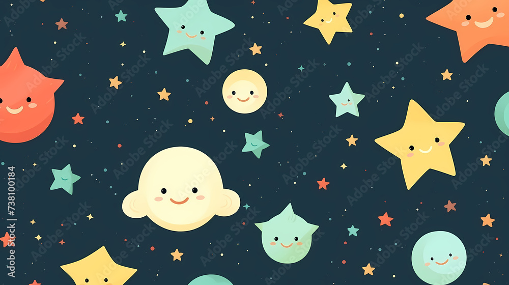 Cute planet star seamless pattern template Cute planet star seamless pattern template