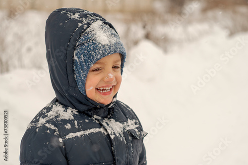 Cute Boy Enjoying Winter Season