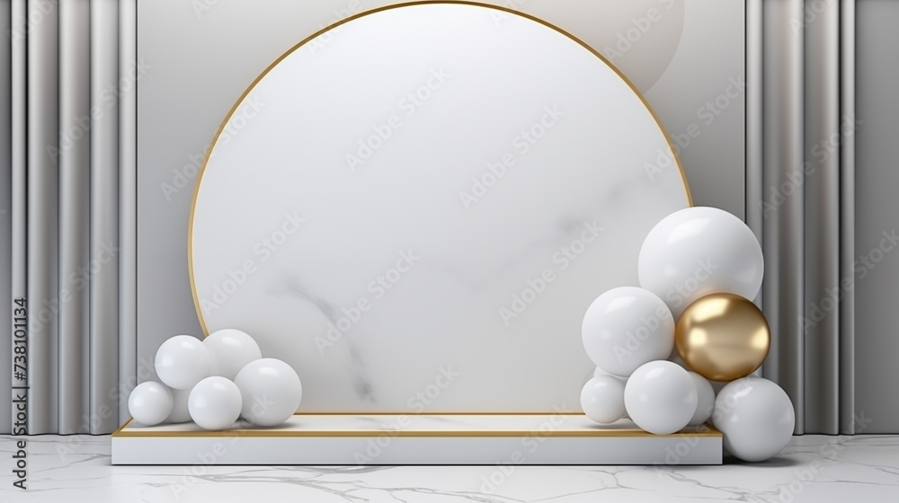 3d white gold ballon luxury elegant wide background 3d white gold ballon luxury elegant wide background