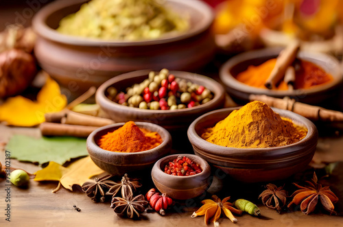 Some ayurvedic spices in autumn colors  Generated by Ai