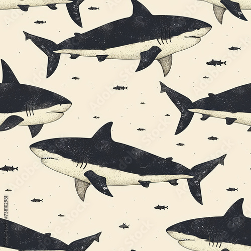 Tile with shark as background and to fill areas in soft colors, ai,