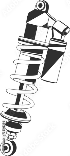 Black and White Illustration of a Car Shock Absorber Technical Drawing