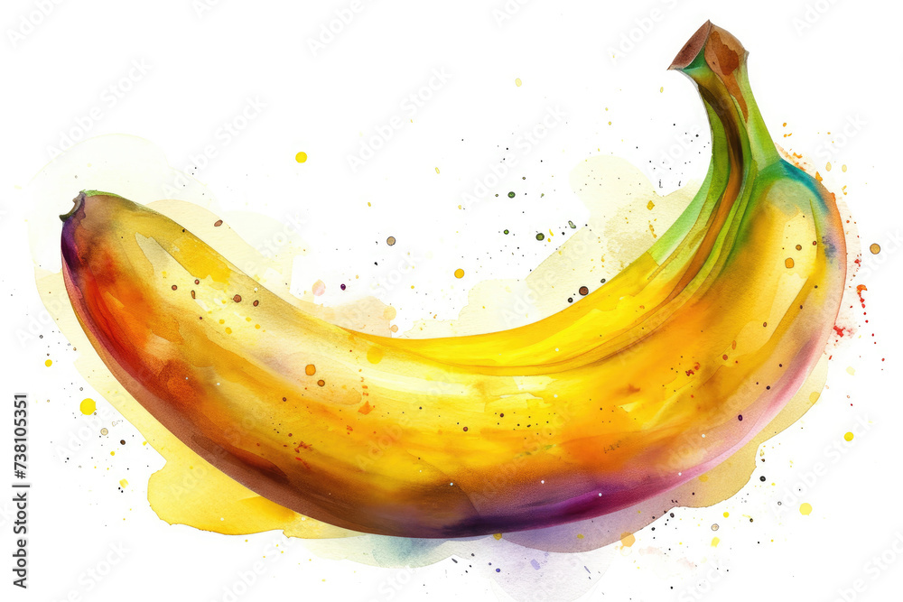 watercolor banana beautiful fruit ,white background