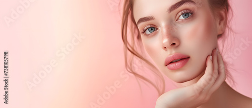 A woman finishing washing her face, a beautiful woman. beautiful woman applying skin to his face, close-up. grooming. cosmetics photo, beauty industry advertising photo.