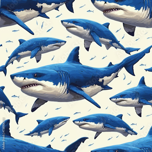 Tile with shark as background and to fill areas in soft colors, ai,