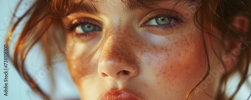 Skincare, Make up model closeup photography.
