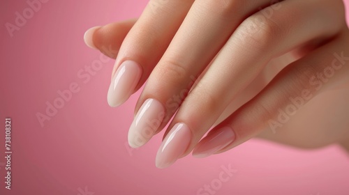 Elegant Natural Nails on Pink Background
