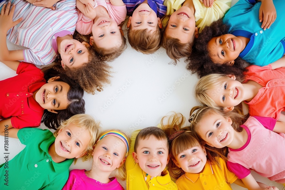 Joyful Frame: Happy Children Forming a Border of Smiles