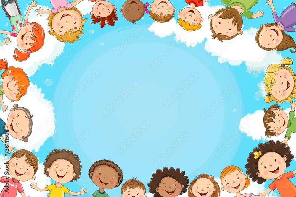 Joyful Frame: Happy Children Forming a Border of Smiles Joyful Frame: Happy Children Forming a Border of Smiles