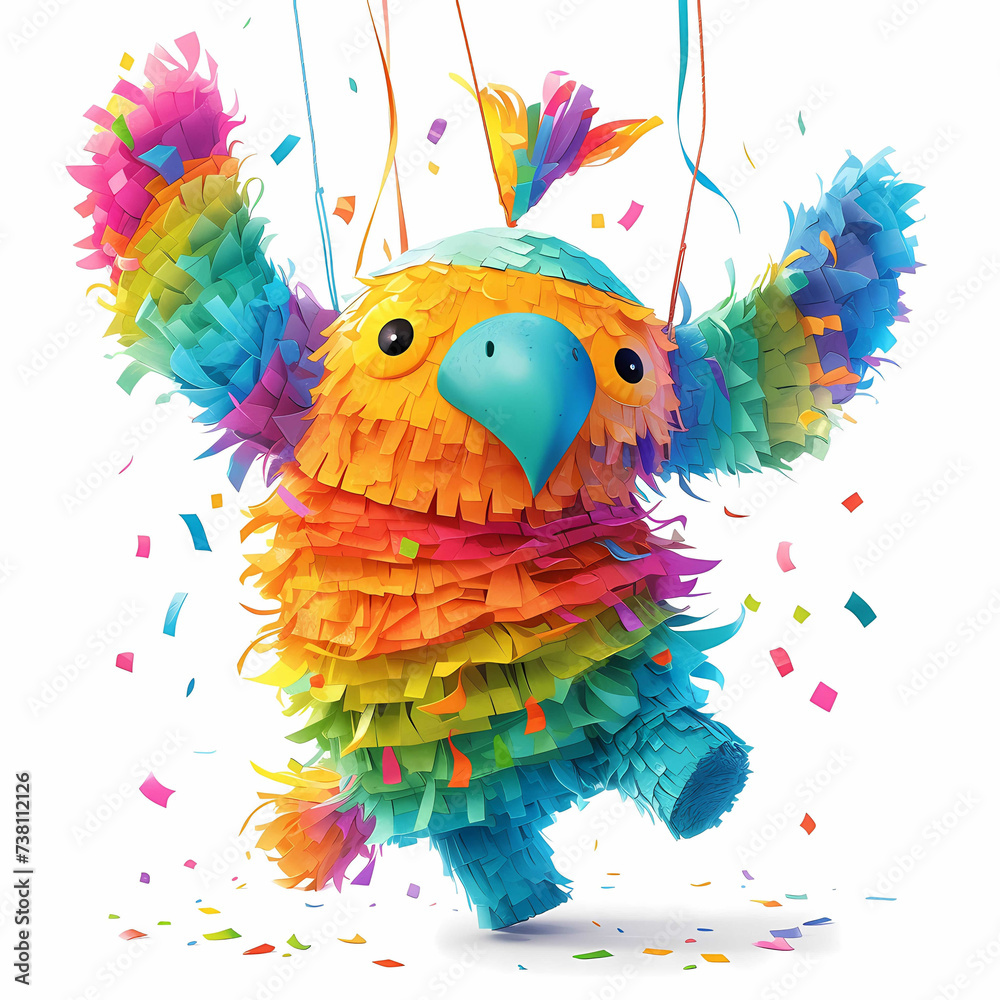 Vibrant Colorful Piñata Character Ready for Festive Celebrations