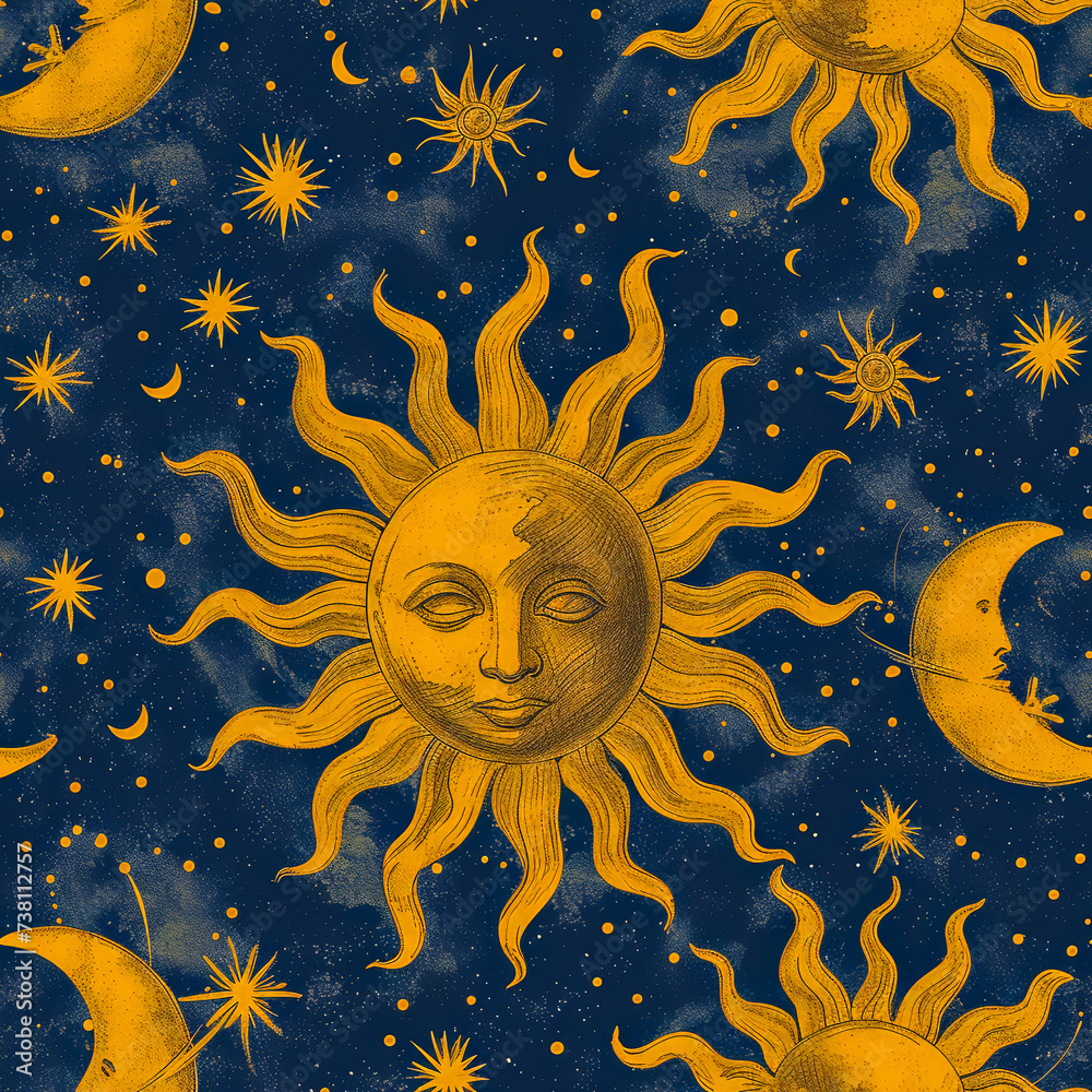 Tile with face as sun as background and to fill areas in soft colors, ai generated Tile with face as sun as background and to fill areas in soft colors, ai generated