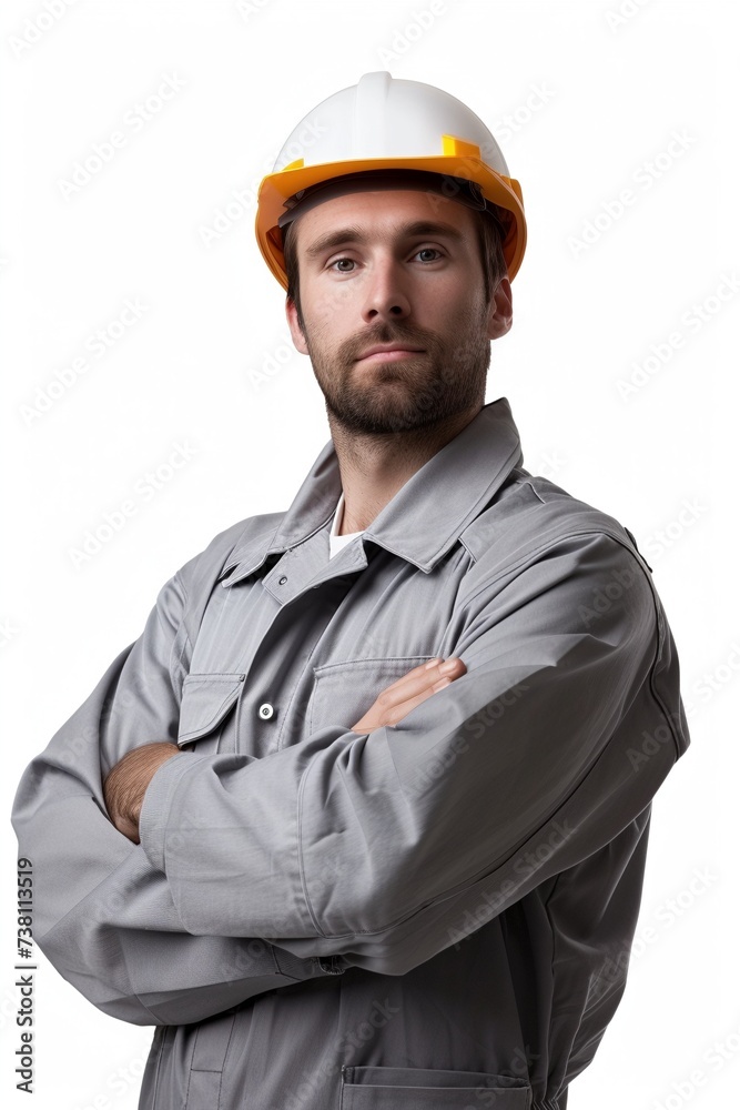 Professional Engineering Flyer Design: Engineer Illustration on White Background