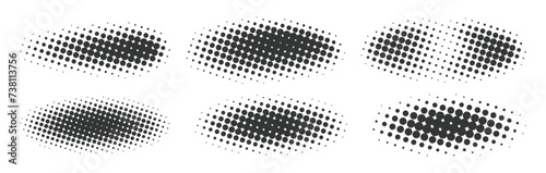 Realistic round shadows halftone texture vector elements set. Vector realistic oval shadow halftone isolated photo