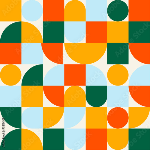 Abstract geometric pattern design in retro style. Colorful neo geometric vector illustration. Artwork seamless pattern