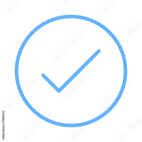 Blue tick in a circle vector. Voting icon. Confirmation check mark symbol. Choice vector icon. Vector illustration.